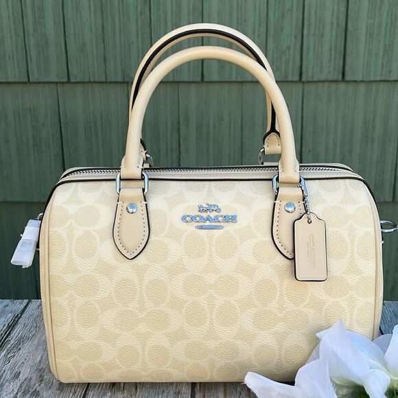 Coach Rowan Satchel Bag & Mini Charm Set In Signature Canvas Crossbody Purse - Picture 3 of 16